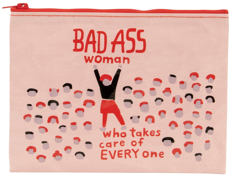 Zipper Pouches - Bad Ass Woman Zipper Pouches Blue Q  Paper Skyscraper Gift Shop Charlotte