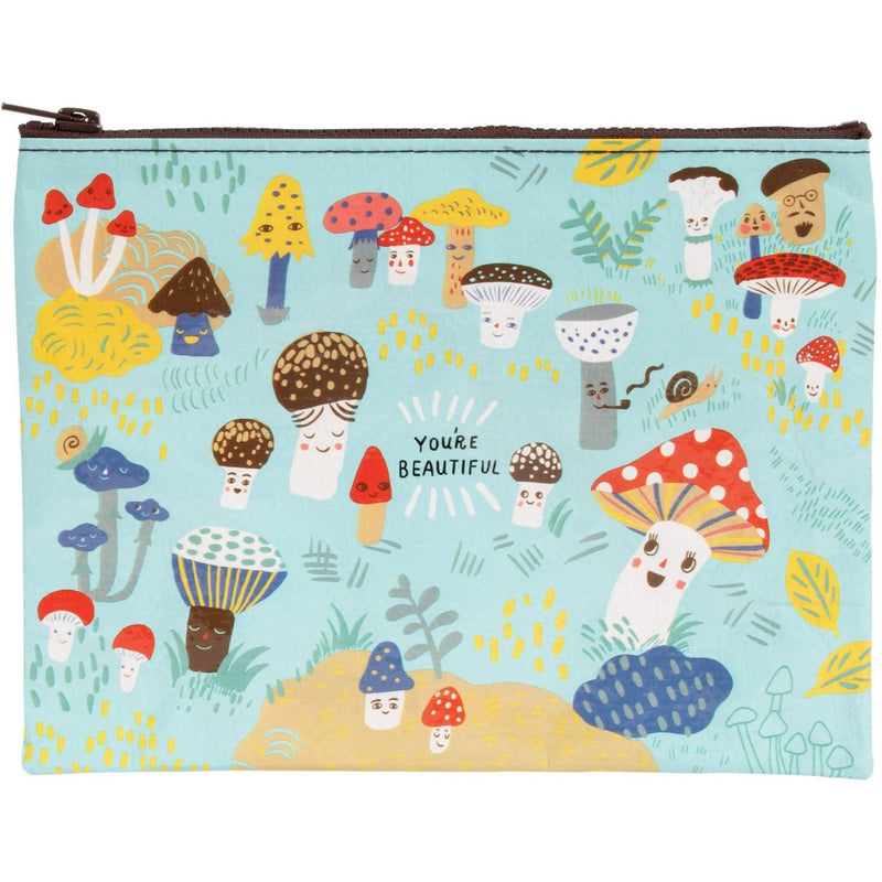 Zipper Pouches - Cute Lil Mushroom Zipper Pouches Blue Q  Paper Skyscraper Gift Shop Charlotte