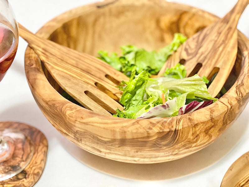 Salad Serving Forks Kitchen Natural OliveWood  Paper Skyscraper Gift Shop Charlotte