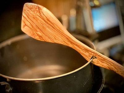 Spatula with Pot Hook Kitchen Natural OliveWood  Paper Skyscraper Gift Shop Charlotte