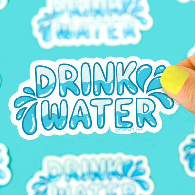 Drink Water Vinyl Sticker Stickers Turtle's Soup  Paper Skyscraper Gift Shop Charlotte