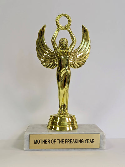 Mother of the Freaking Year Participation Trophy Jokes & Novelty He Said, She Said  Paper Skyscraper Gift Shop Charlotte