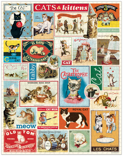 Cats & Kittens 1,000 Piece Puzzle Jigsaw Puzzles Cavallini Papers & Co., Inc.  Paper Skyscraper Gift Shop Charlotte