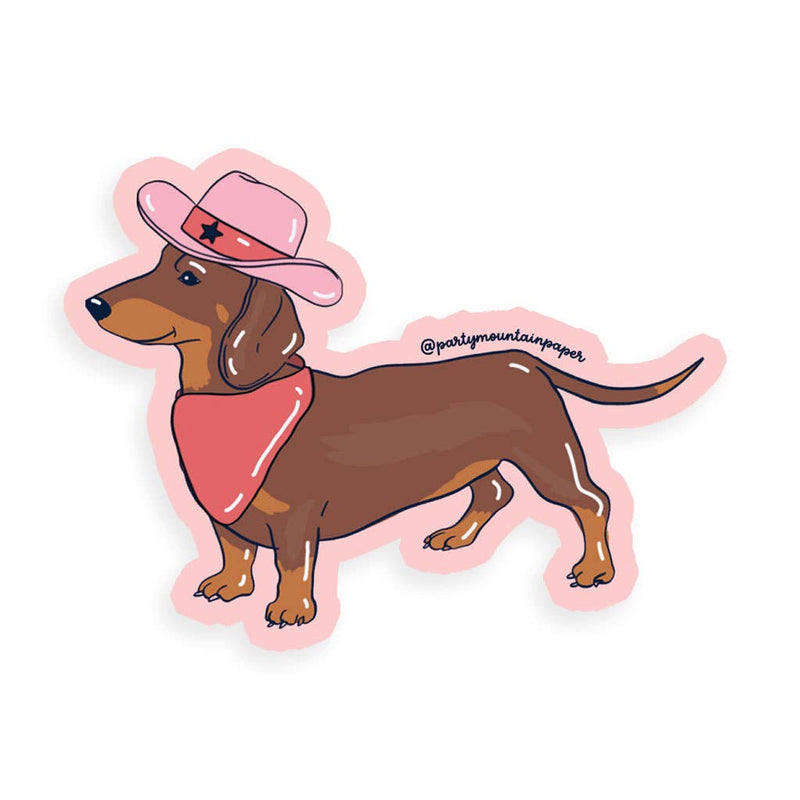 Weenie Dog Cowboy Sticker Stickers Party Mountain Paper co.  Paper Skyscraper Gift Shop Charlotte