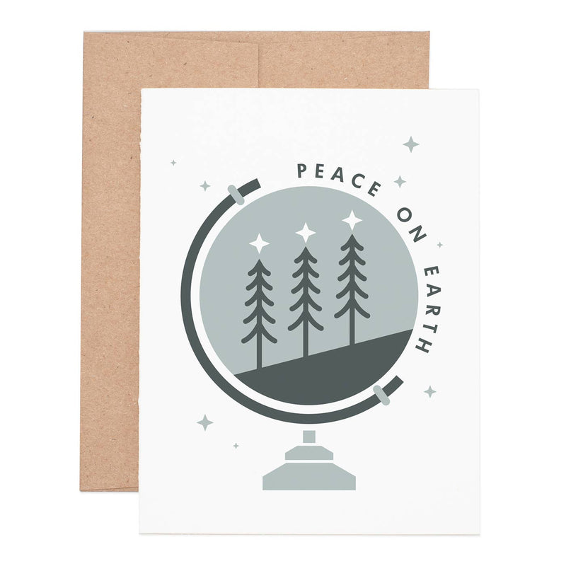 Peace on Earth Holiday Greeting Card: Single Cards Ruff House Print Shop  Paper Skyscraper Gift Shop Charlotte