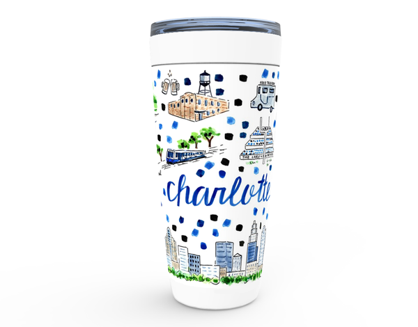 Charlotte, NC Map Tumbler Tumblers Evelyn Henson  Paper Skyscraper Gift Shop Charlotte