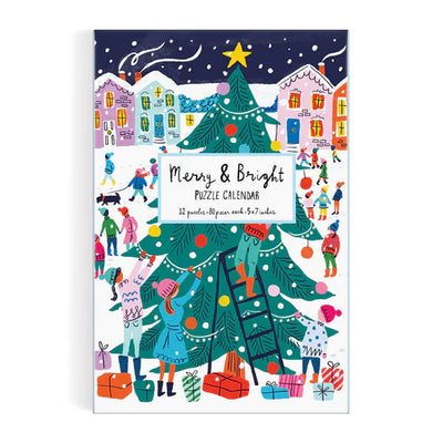 Louise Cunningham Merry and Bright 12 Days of Christmas Advent Puzzle Calendar Jigsaw Puzzles Chronicle  Paper Skyscraper Gift Shop Charlotte